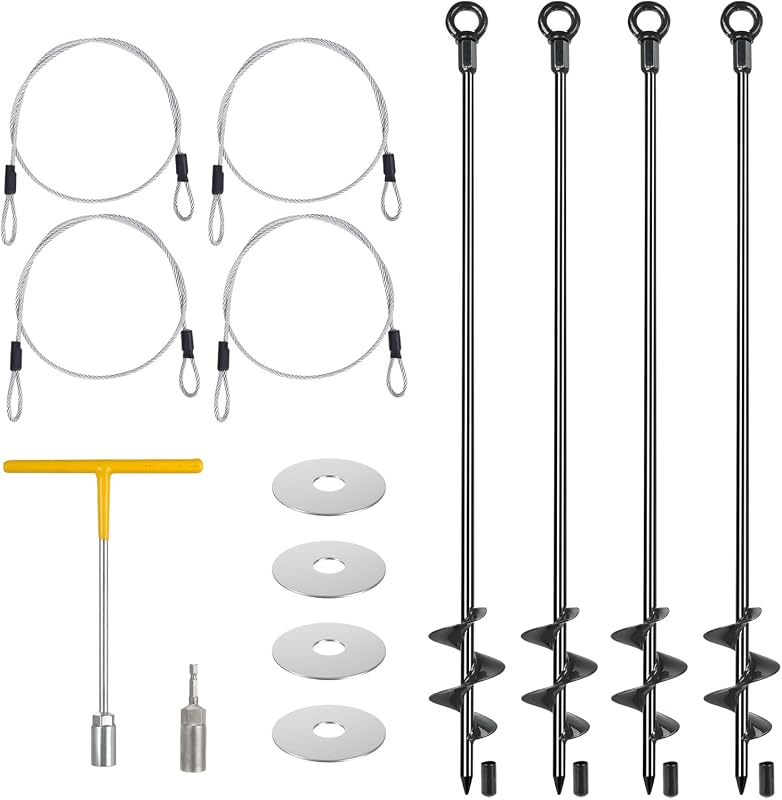 4 Pcs 30 inch Heavy Duty Triple-Turn Helix Earth Anchors