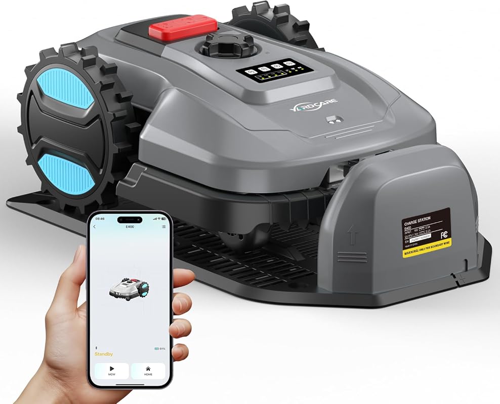 Wire-Free Robot Lawn Mower with App Control, Adjustable Cutting Height