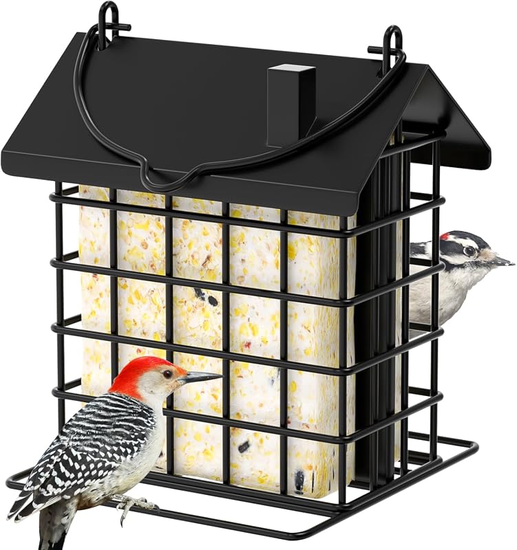 Gbekery All-Metal Double Suet Bird Feeder for Outdoors Hanging, Weathe