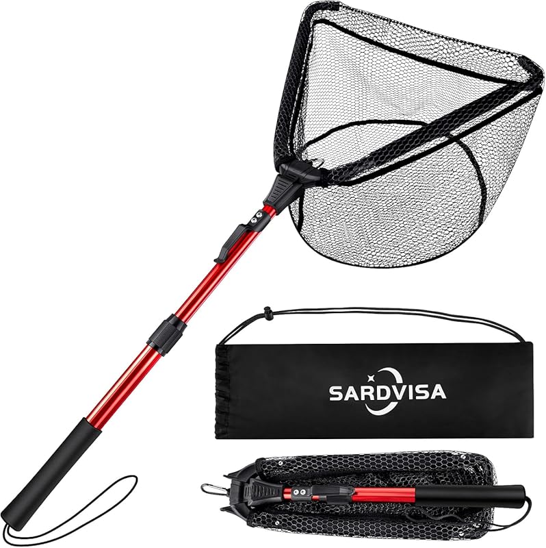 Upgraded Foldable Floating Fishing Net: Tangle-Free, Quick Release, Ea