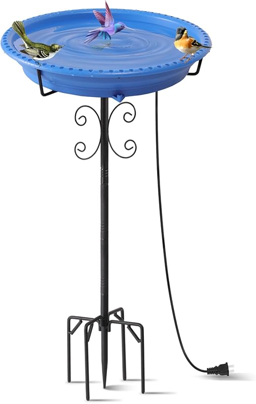 Yiabivo 100W Heated Bird Bath for Outdoors, Thermostat Control Water H