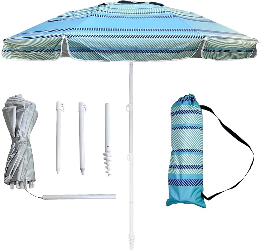 LOTTAFUN 6ft Heavy Duty Beach Umbrella, Wind Resistant UV 50+ Sun Shad