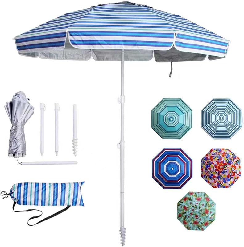 LOTTAFUN 6ft Heavy Duty Wind Resistant Beach Umbrella, UV 50+ Protecti