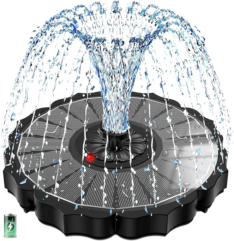 SZMP 3.5W Glass Solar Fountain with 2000mAh Battery, Smart Indicators,