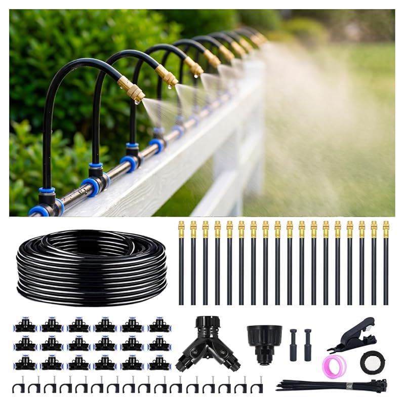 Thiswing 100FT Garden Irrigation System with 18 Adjustable Nozzles and