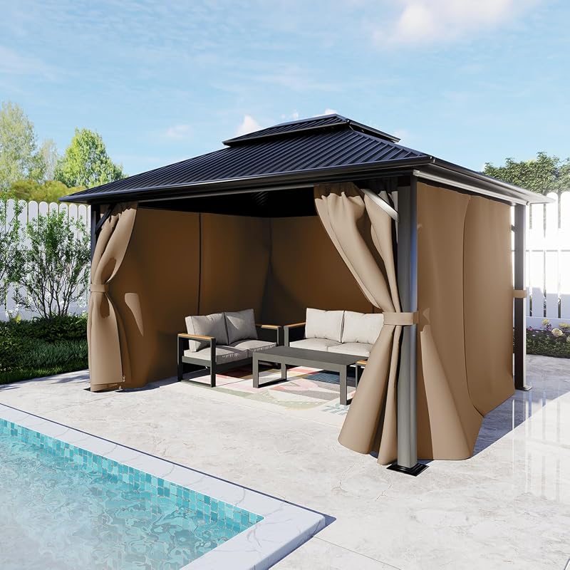 BPS 10x13 Gazebo Privacy Curtains with Double Zipper, 4-Panel Universa
