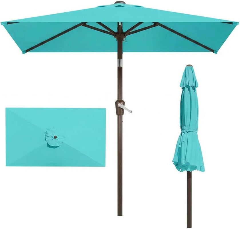 6.5x10FT Outdoor Patio Umbrella with Push Button Tilt, Crank, 8 Sturdy