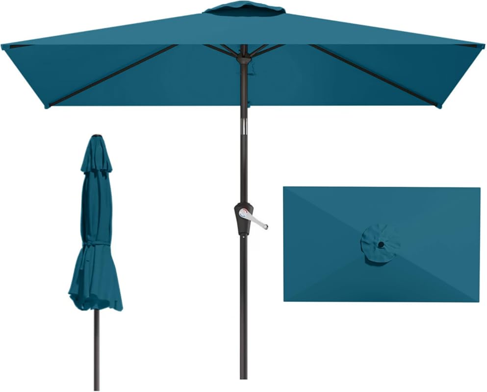 6.5x10FT Outdoor Patio Umbrella with Push Button Tilt, Crank, UV Prote