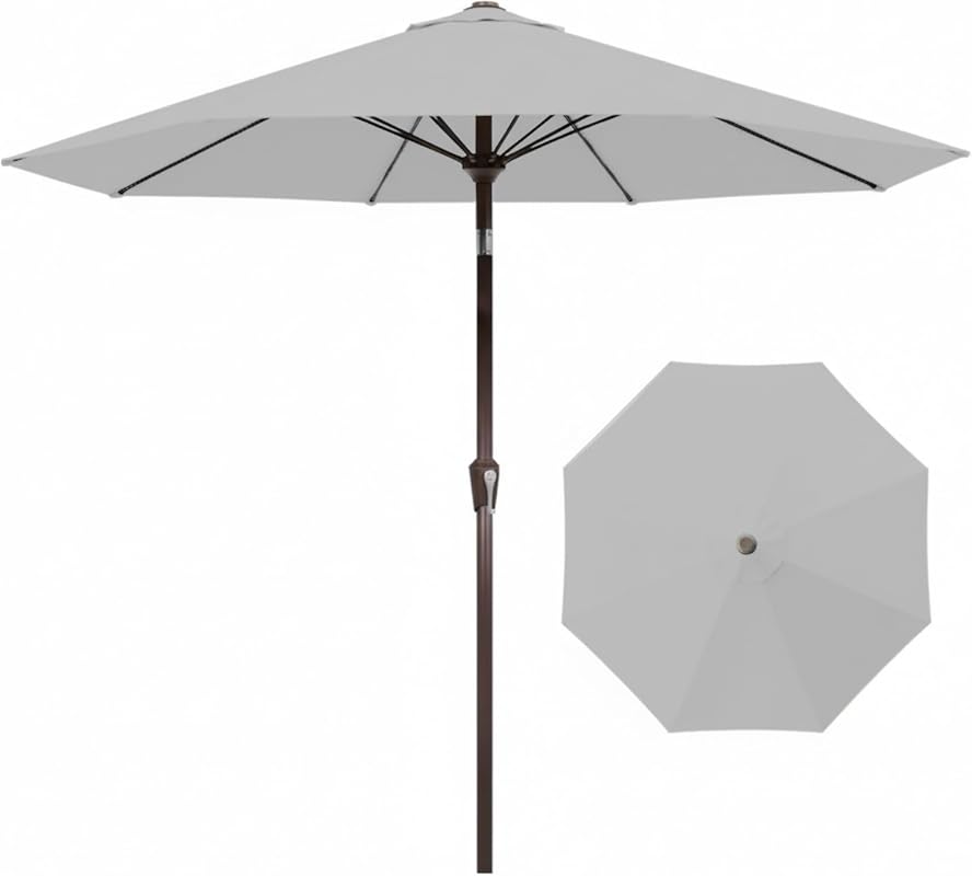 9ft Auto-Tilt Patio Market Umbrella: Outdoor Table Umbrella with 8 Dur