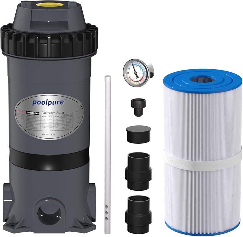POOLPURE PFT-AF50 Cartridge Pool Filter System for Above/Inground Pool