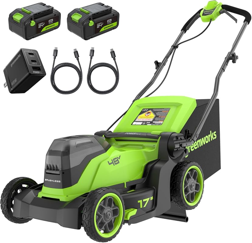 Greenworks 48V 17-Inch Brushless Cordless Push Lawn Mower with Dual Ba