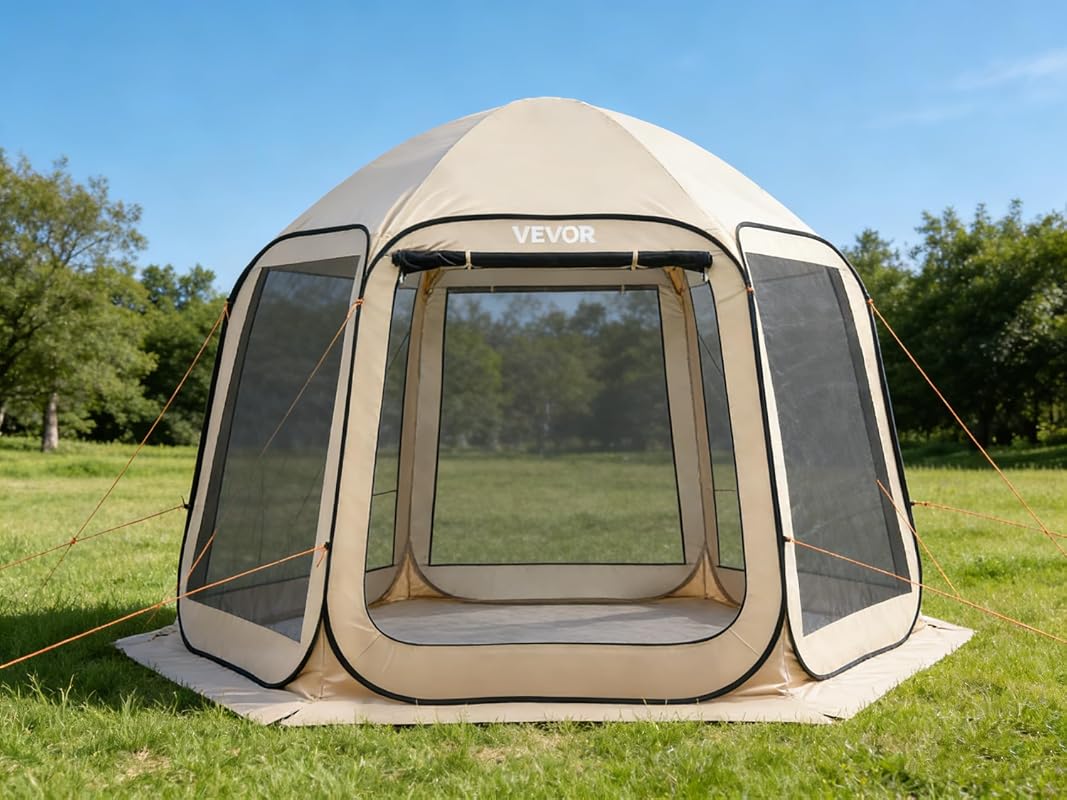 VEVOR 10x9.2 FT Pop Up Screen House Tent for 4-8 Person with Carry Bag