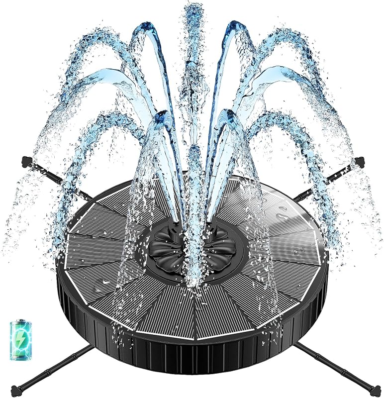 Solar Fountain with 3 Spray Height, Works in Shade, 3.5W Glass Solar B