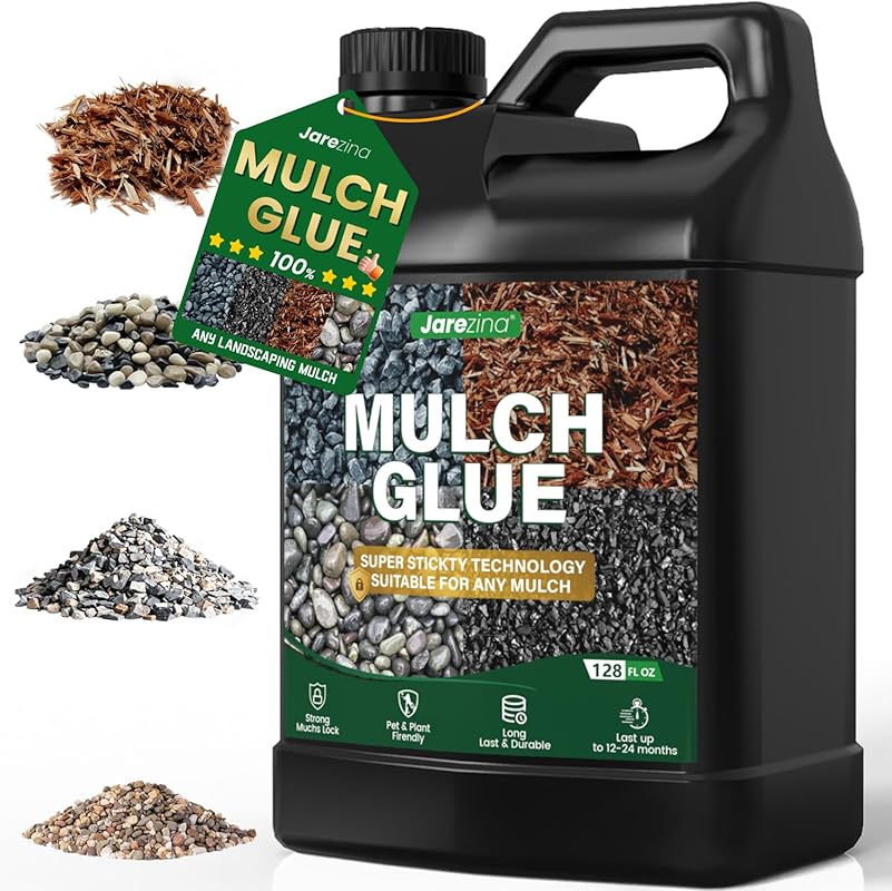 1 Gallon Non-Toxic Mulch Glue & Rock Stabilizer, Weather-Resistant Gra