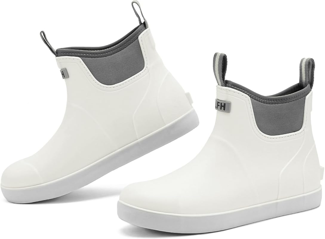 Women's Waterproof Ankle Deck Boots, Short Rubber Chelsea Rain Booties