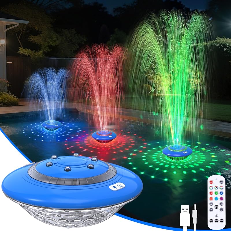 Floating Pool Fountain with 9 Light Modes, 3 Fountain Modes and Remote