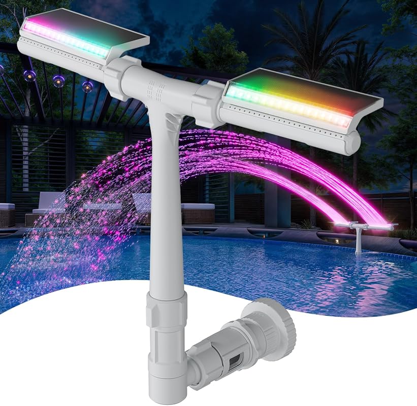 POOLHACKER Solar Pool Fountain with 10-Color LED Lights, Remote Contro