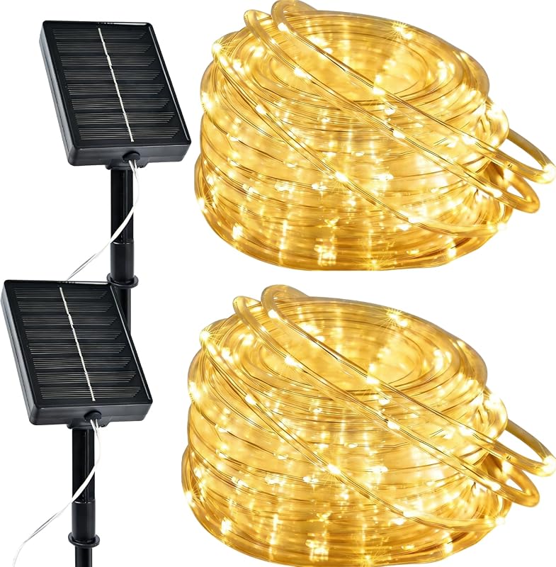 2 Pack 144FT 400LED Outdoor Solar String Lights 8 Modes Waterproof War