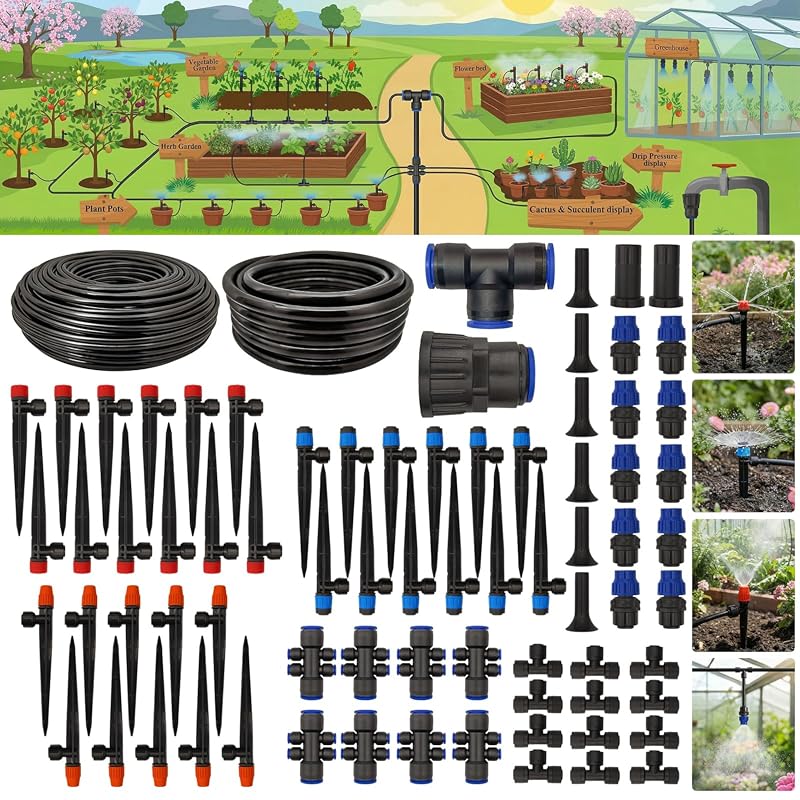 230FT Quick-Connect Drip Irrigation Kit with 1/4