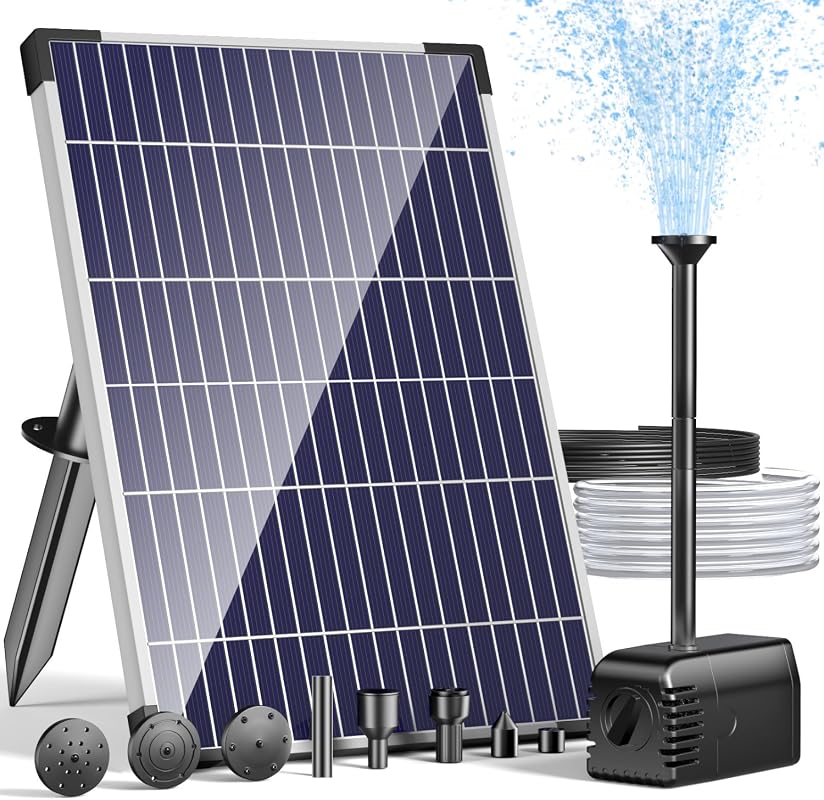 POPOSOAP 12W Solar Water Fountain Pump with Flow Control and Water Shortage Protection