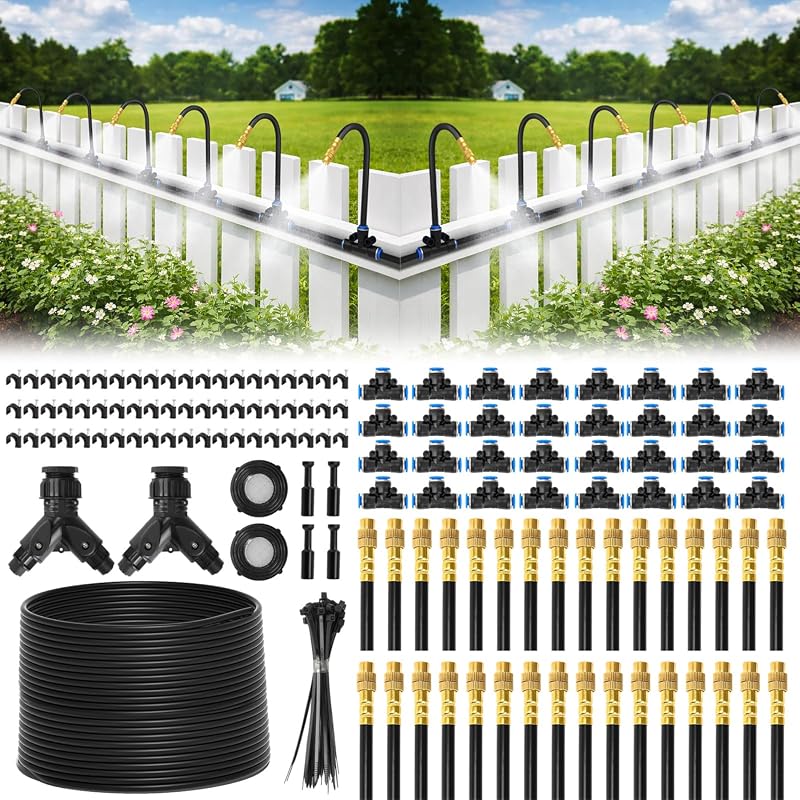 Bluepro 200FT Drip Irrigation System with 32 Copper Nozzles, 2026 Upgr
