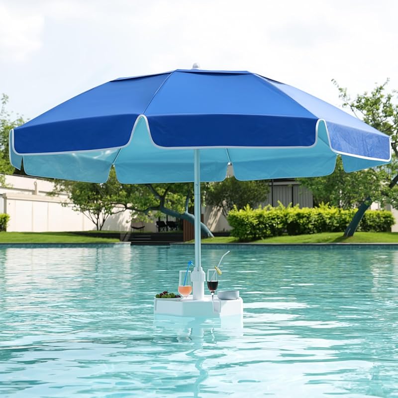 Floating Pool Umbrella: UV-Resistant Polyester Sunshade with Portable