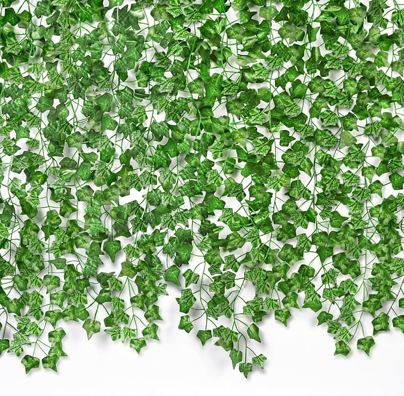 CQURE 120 Pack 840Ft Artificial Ivy Fake Vines,Ivy Garland Greenery Ga
