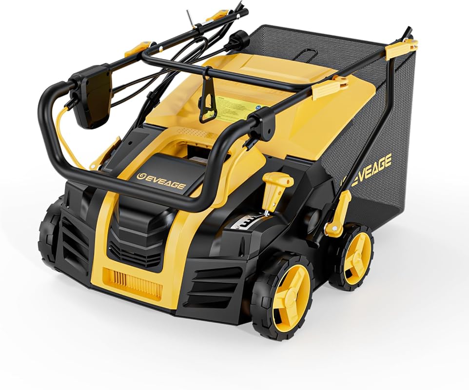 EVEAGE 2-in-1 16-Inch Electric Dethatcher Scarifier with 14.5-Gallon B