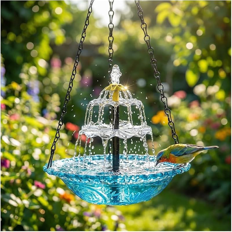 2026 Hanging Solar Bird Bath Fountain, 3 Layers Hanging Bird Bath for