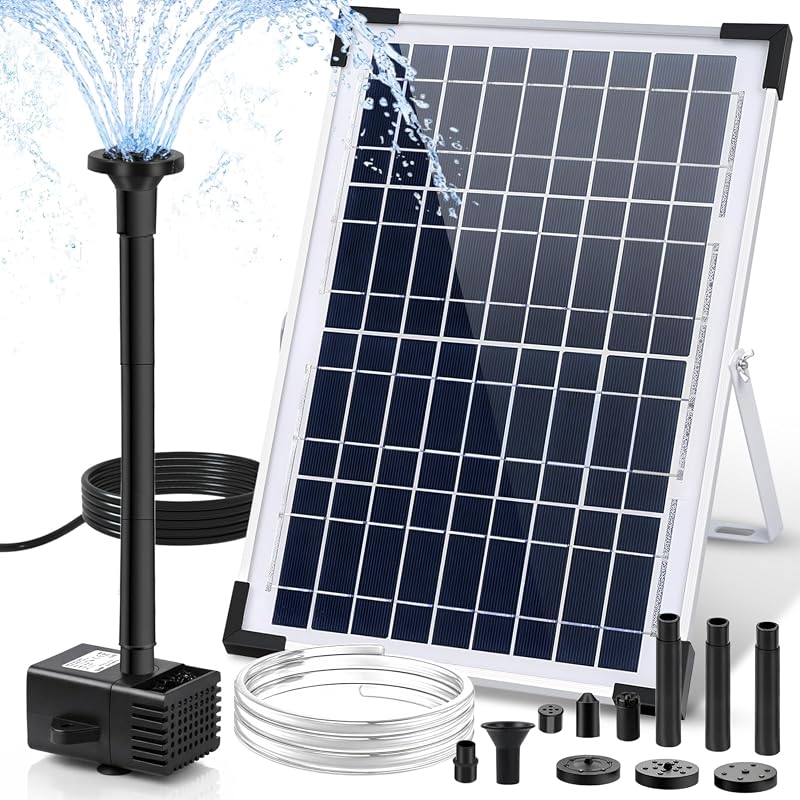 DDcafor 12W Solar Water Fountain Pump with 6 Nozzles, Powered Bird Bat