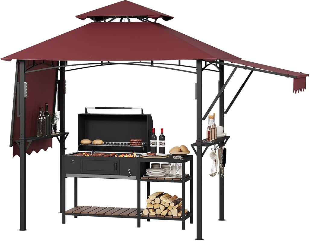 Garvee 8x5 Grill Gazebo Outdoor BBQ Canopy, Double Tier Patio Grill Sh