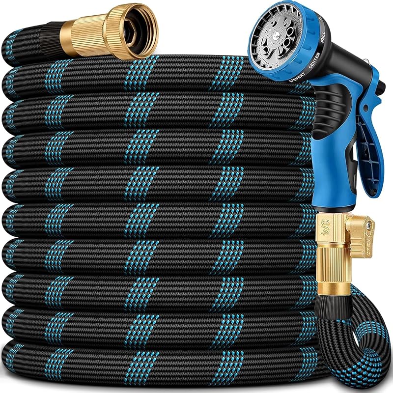 100 FT Non-Expandable Flexible Garden Hose with 10 Function Sprayer, U