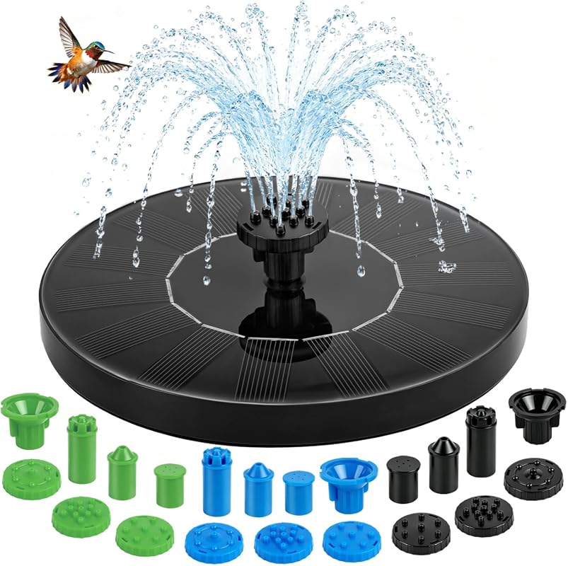 Yeomi 1.5W Floating Solar Fountain Pump with 12 Dual-Color Nozzles for