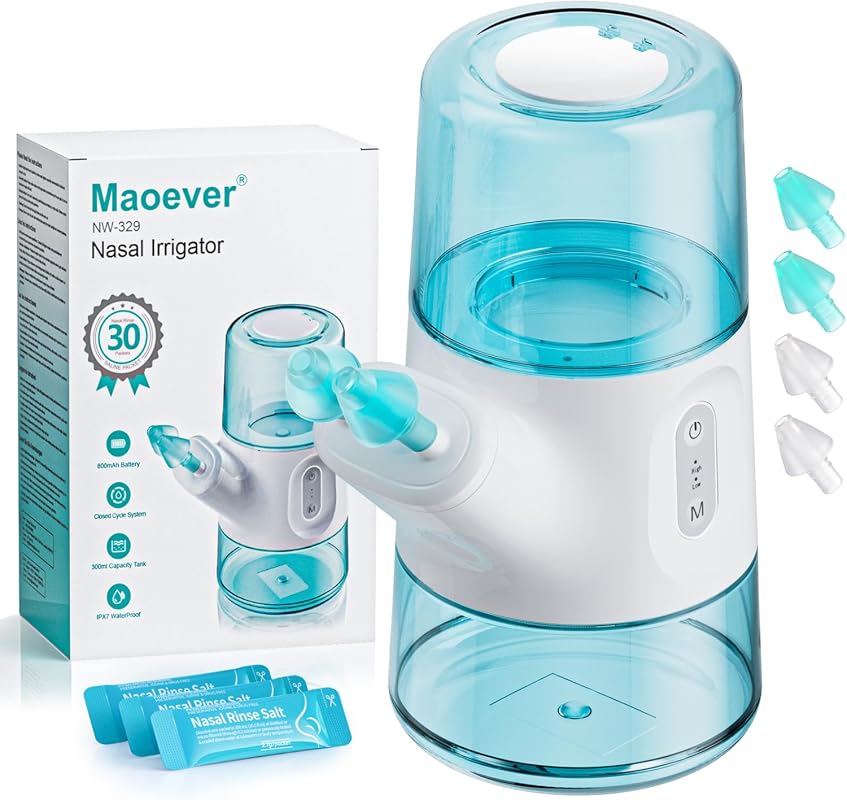 MAOEVER Nasal Irrigation System Sinus Rinse Machine with Dual Tank and