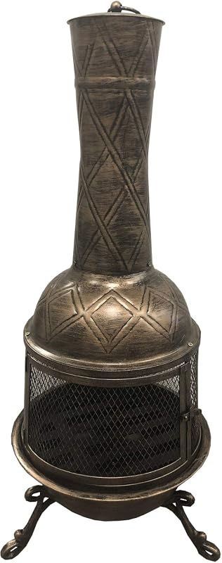 Oakland Living Elite Chimenea Outdoor Fireplace with Heat-Resistant Glass Screen
