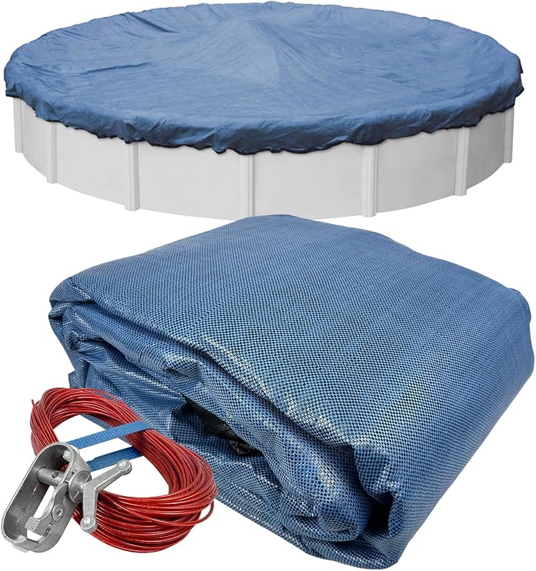 Robelle 24 ft Mesh Winter Pool Cover, 4 ft Overlap, 28 ft Size, 12x12