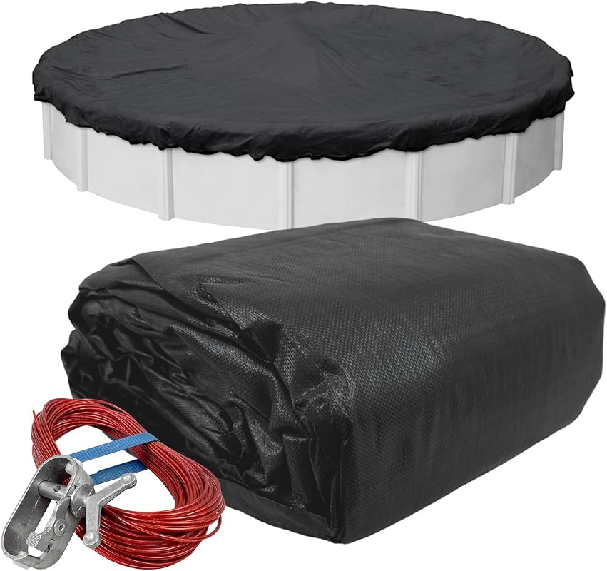 Pool Mate 24 ft Black Winter Pool Cover, 3 ft Overlap, 27 ft Size, 10x