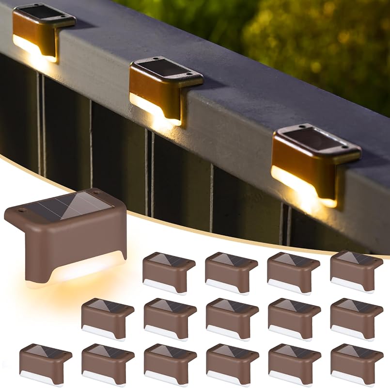 SOLPEX solar deck lights, 16‑pack, waterproof LED, warm white, for out