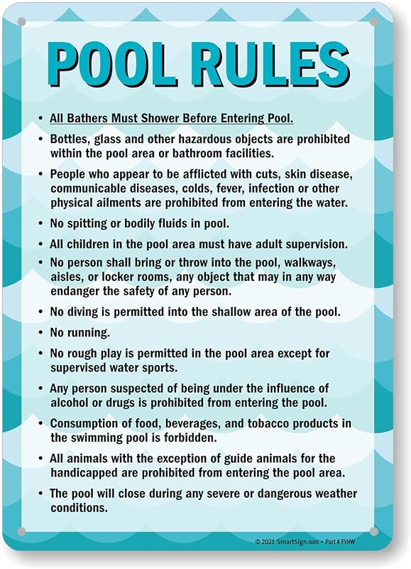 SmartSign Pool Rules Sign