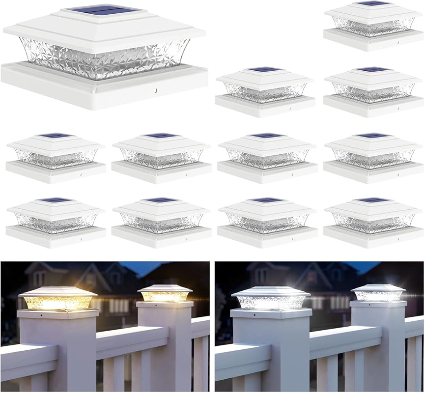 APONUO Solar Post Lights Outdoor, 2 Modes, 16 LEDs, Waterproof, for Vi