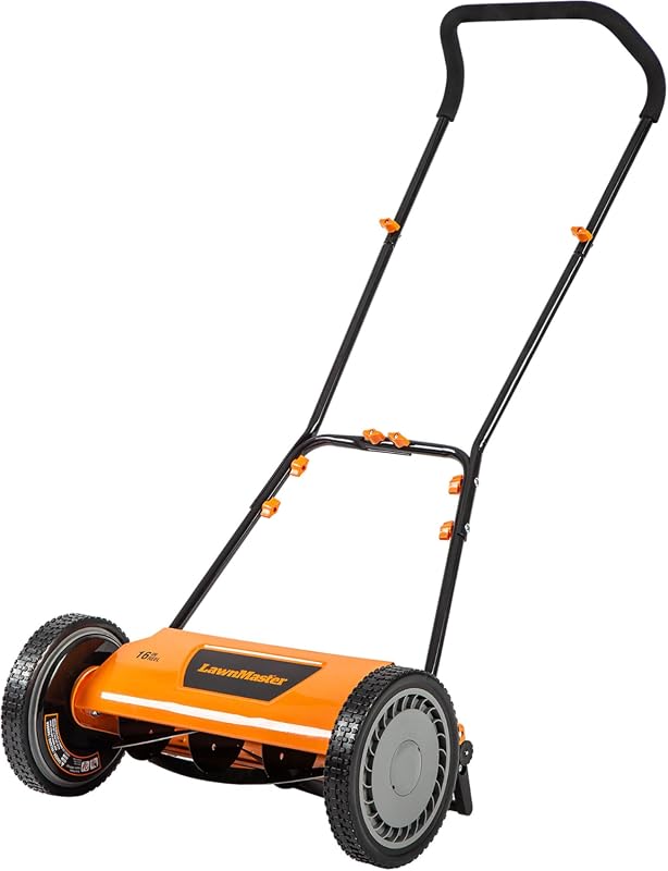 LawnMaster LMRM1602 16-Inch 5-Blade Push Reel Lawn Mower, Durable Manu