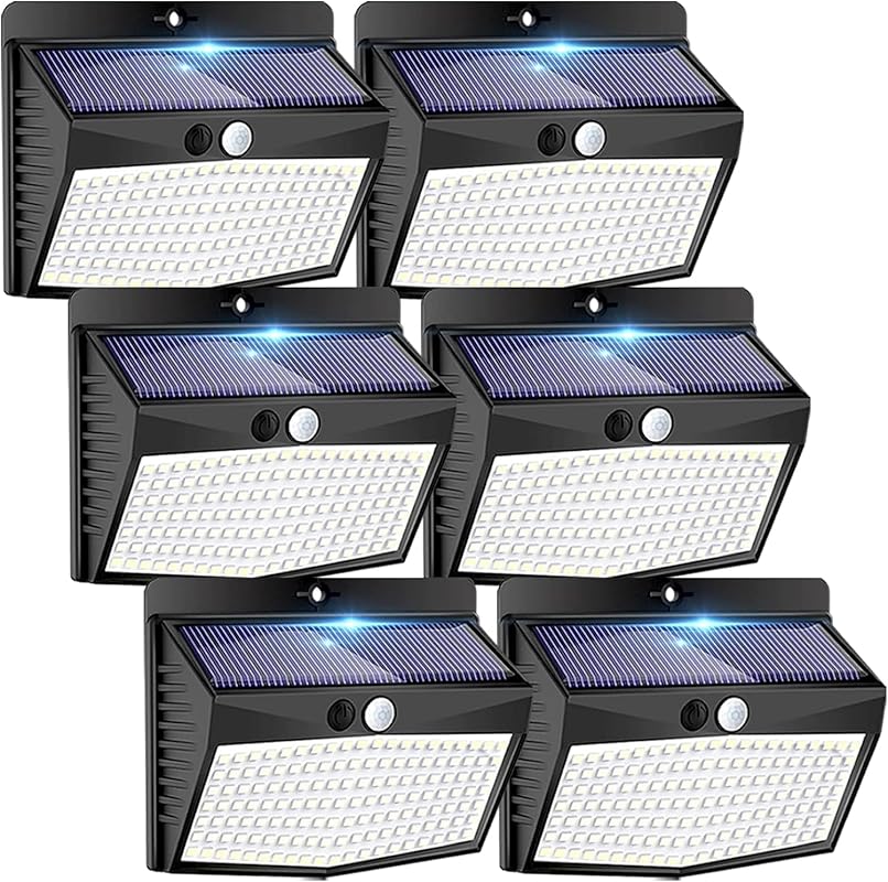 Peasur 6-Pack Solar Motion Lights, Waterproof Security, 3 Modes, Wall 