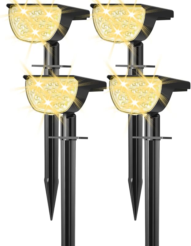 GKGG Solar Lights Outdoor Waterproof IP65, 76 LED 3 Modes Spot Lights