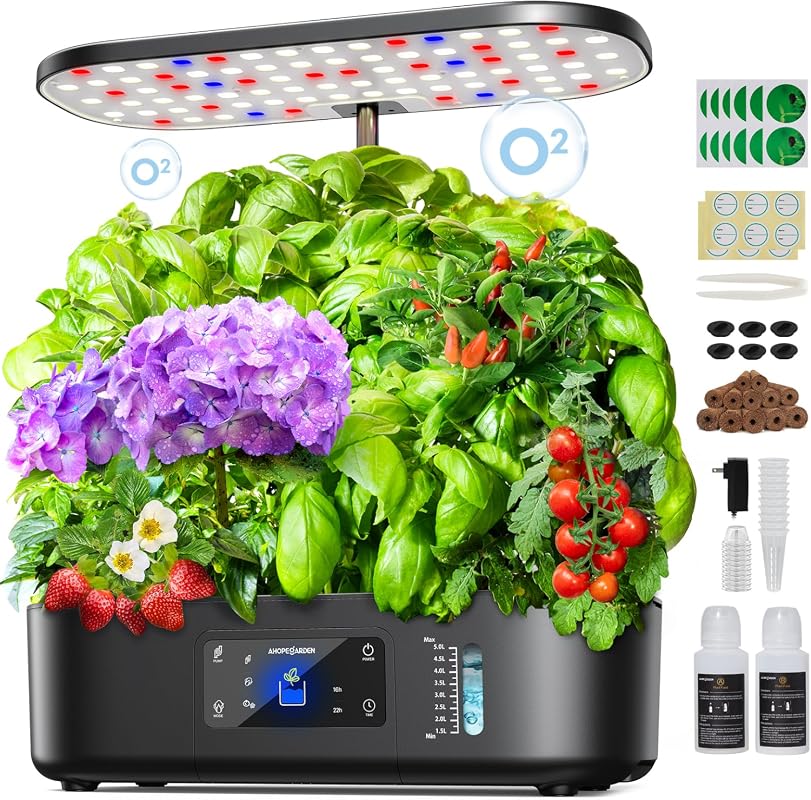 Ahopegarden 12-Pod Indoor Hydroponics Growing System