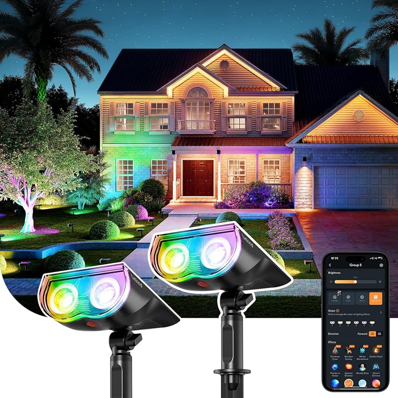 Linkind Solar Spot Lights Outdoor SL5C, White/Color Changing, APP/Voic