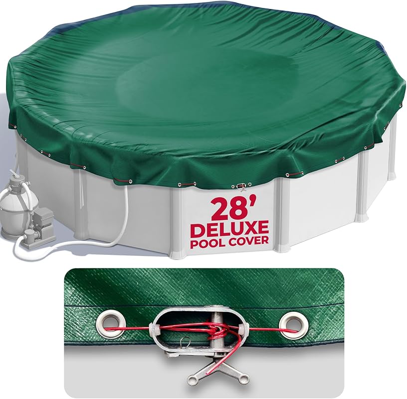 28 ft Round Pool Cover for Above Ground Pools, Supreme Mesh, Keeps Out