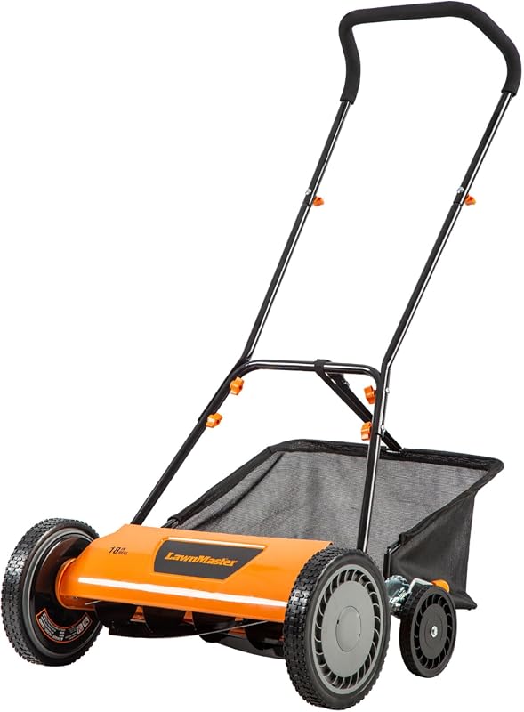 LawnMaster LMRM1801 18-Inch 5-Blade Push Reel Lawn Mower, Efficient Ma