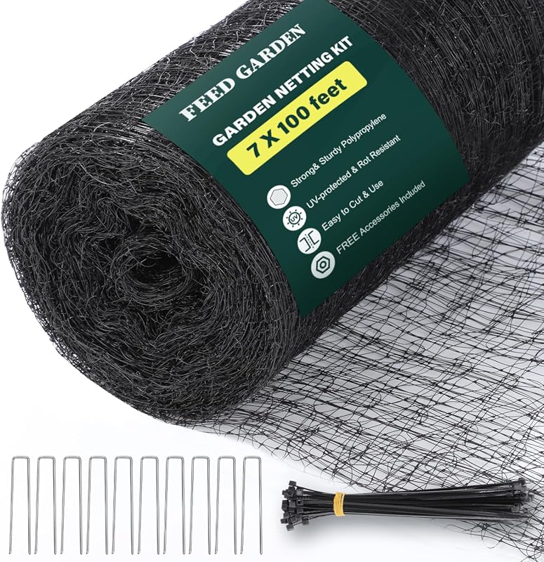 FEED GARDEN Deer Fence Netting 7x100ft UV-Protected Fine Mesh, Include