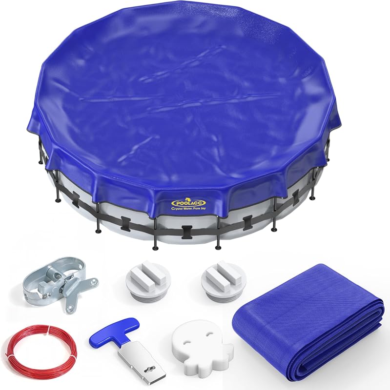 POOLACC 24 ft Round Winter Pool Cover – Extra Durable, Cold & UV Resis