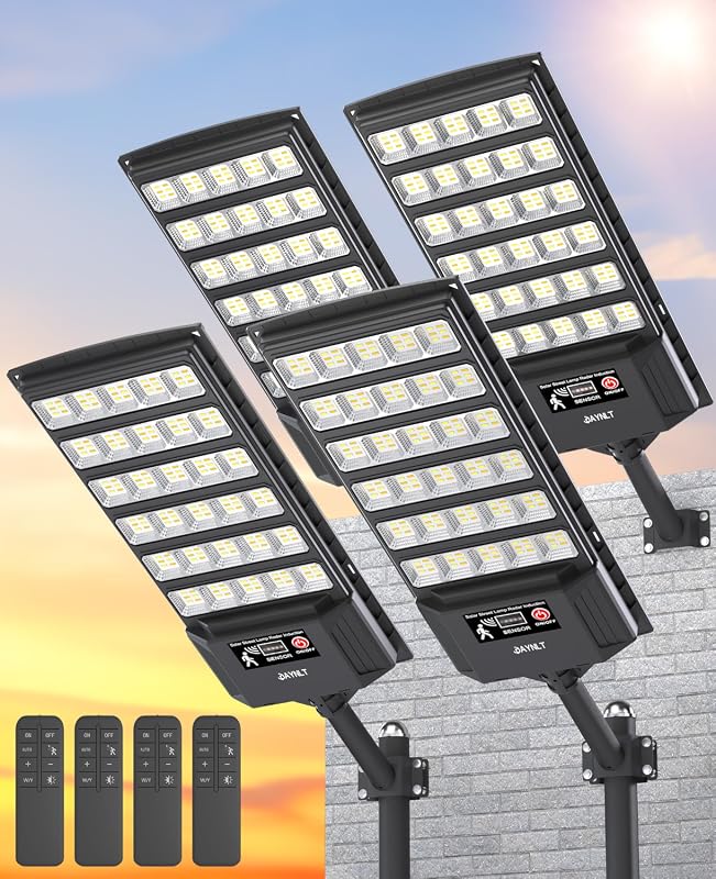 JAYNLT Outdoor Solar Floodlight, IP66 Waterproof, 3000K-6500K Dusk-to-